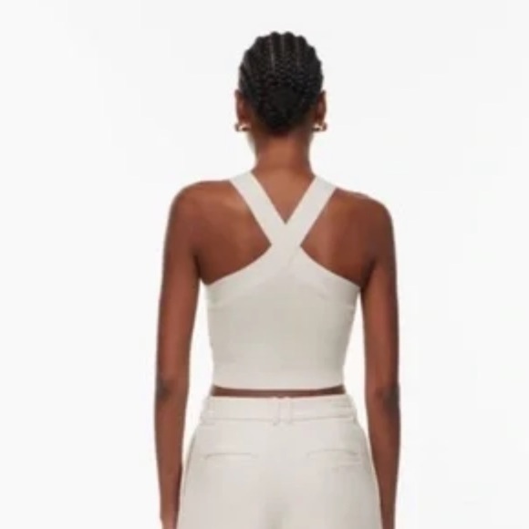 Babaton Sculpt Knit Criss Cross Ribbed Cropped Top Small - Picture 5 of 11